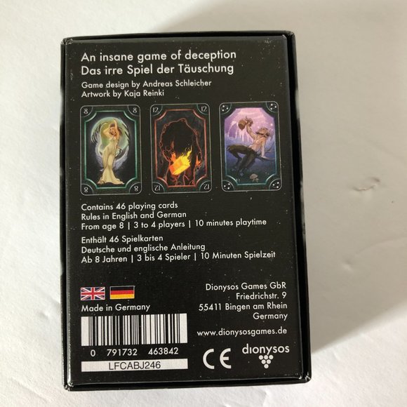Lunatic Bluffing Card Game Dionysos Germany Ages 8+ For 3-4 Players NEW Sealed - Picture 4 of 4